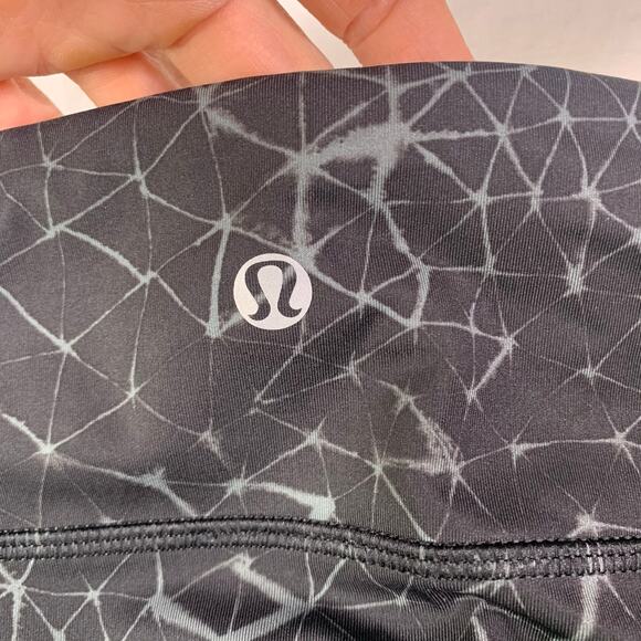 Lululemon Leggings Womens 6 Black Gray Run Top Speed Cropped Athletic Active Gym - Picture 5 of 10